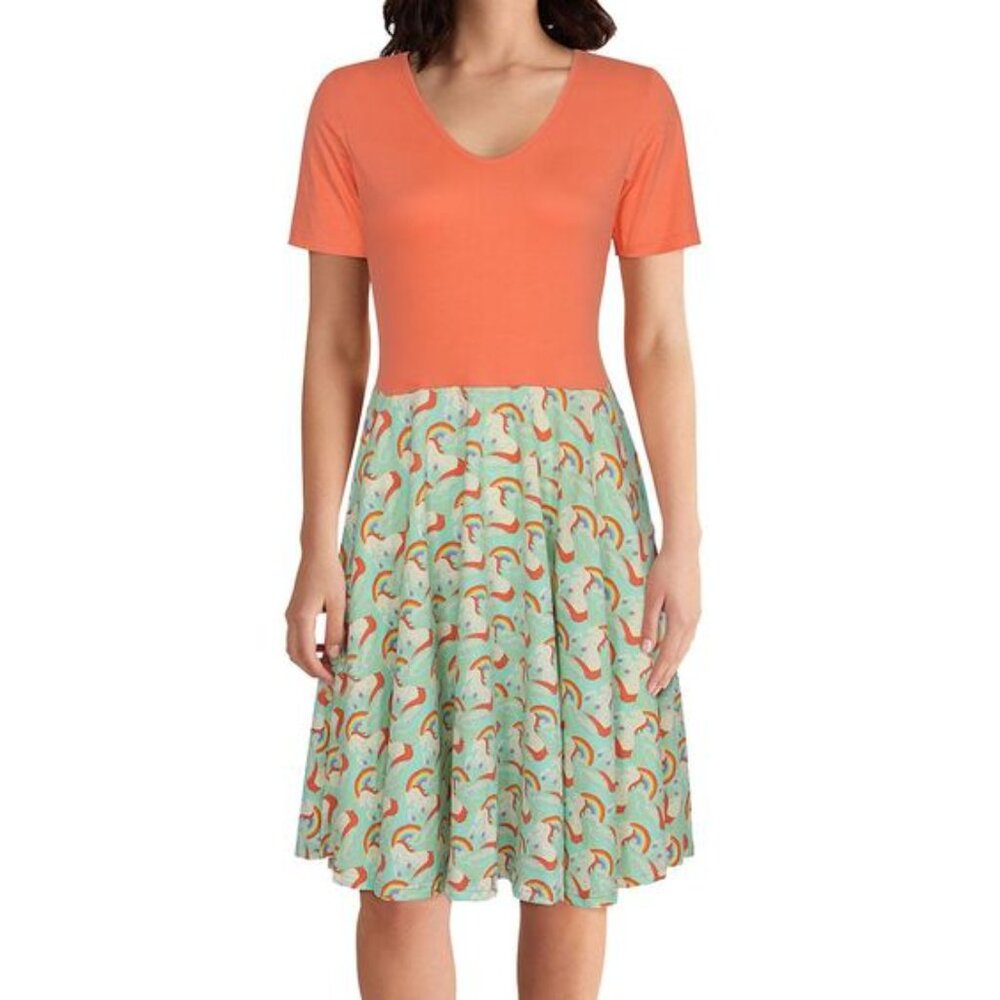 SvahaUSA Rainbow and Unicorn twirl dress